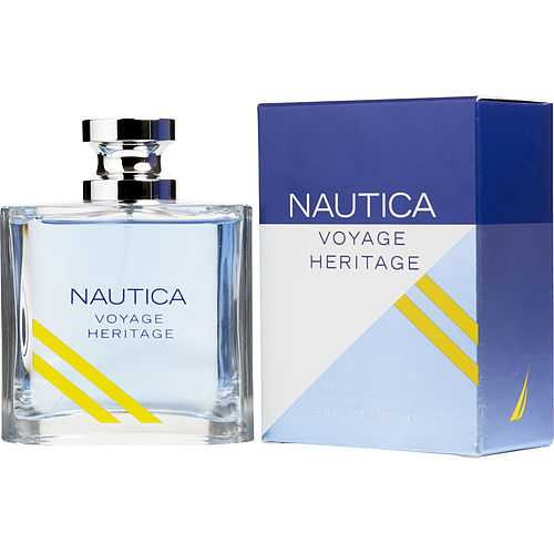 Nautica Voyage Heritage Eau De Toilette Spray 3.4 oz bottle and box.