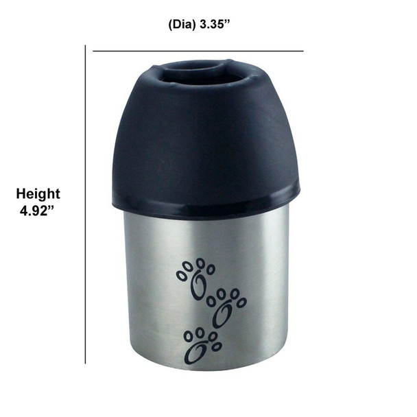 Plastic Fin Cap Pet Travel Water Bottle in Stainless Steel, Small, Silver and Black Set of 12