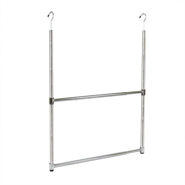 Oceanstar 2-Tier Portable Adjustable Closet Hanger Rod, Chrome product image at NuMercy
