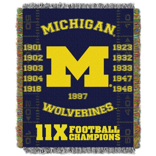 Michigan Wolverines Commemorative Woven Tapestry Throw