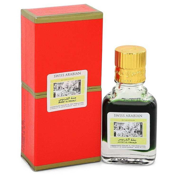Swiss Arabian Jannet El Firdaus Concentrated Perfume Oil, 0.30 oz, Unisex White Attar bottle.