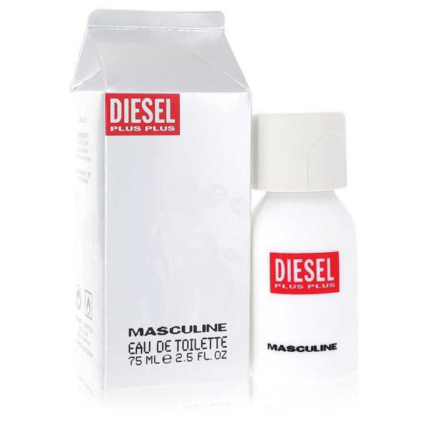 Diesel Plus Plus Eau De Toilette Spray 2.5 oz, Diesel, white bottle, red logo.