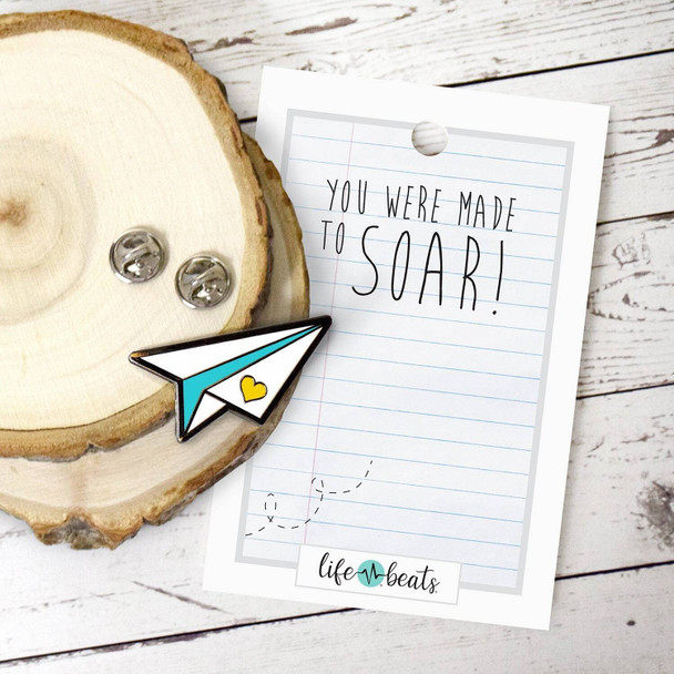 Lifebeats You Were Made to Soar Paper Airplane Enamel Pin Friendship Inspirational Gift