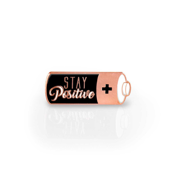 Lifebeats Stay Positive Work Hard and Make It Happen Battery Enamel Pin