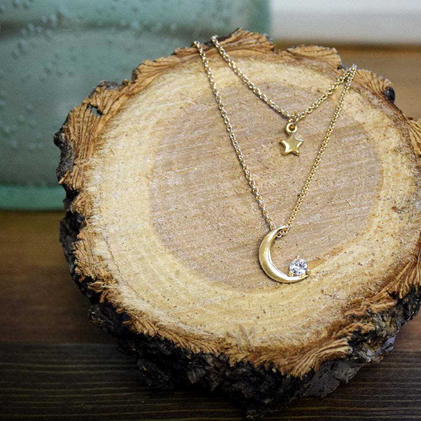 Lifebeats Shoot for the Moon Necklace - Gold Finish