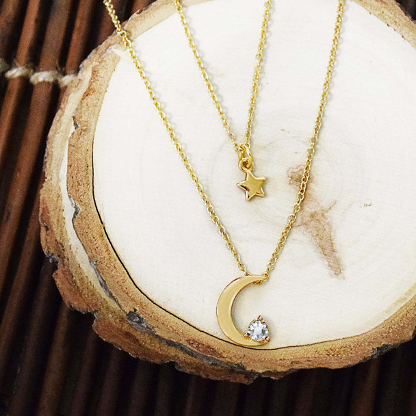 Lifebeats Shoot for the Moon Necklace - Gold Finish