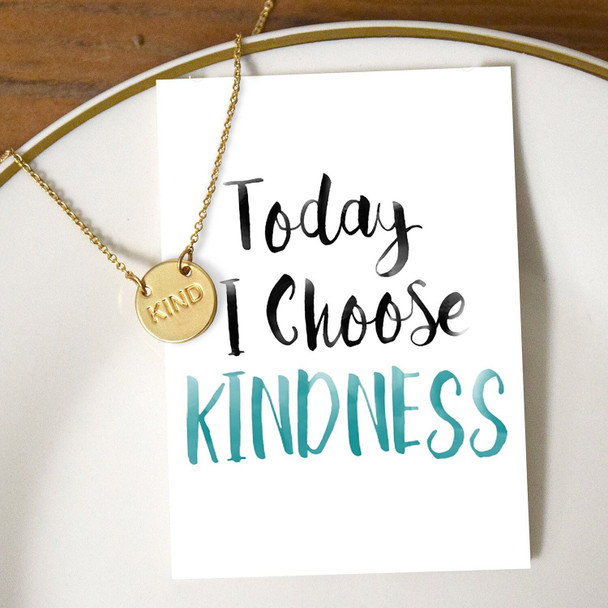 Lifebeats KIND Gold Disk Necklace - Today I Choose Kindness