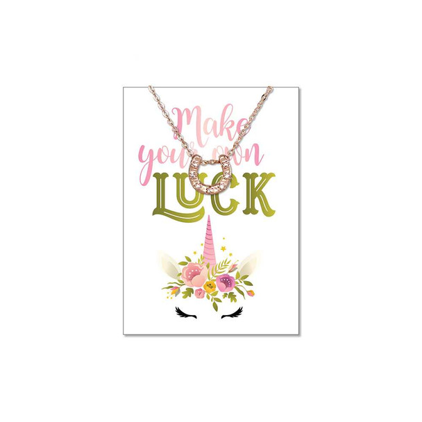 Lifebeats Make Your Own Luck - Dainty Horseshoe Necklace Rose Gold