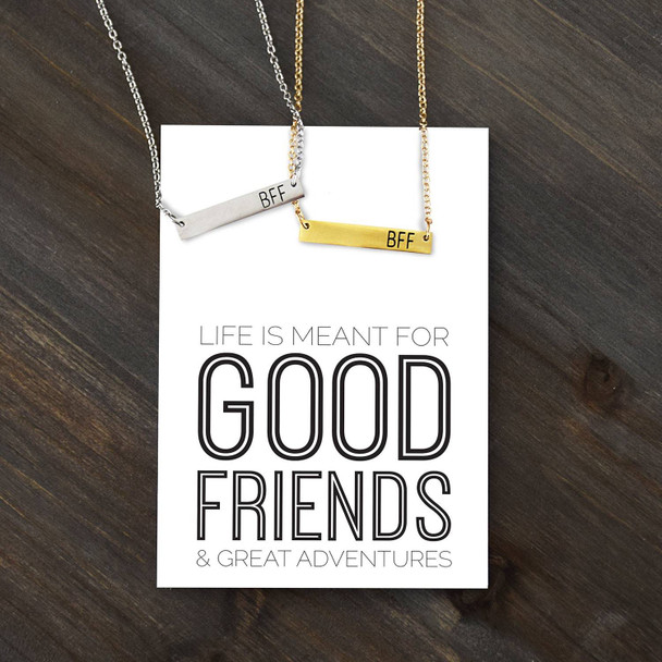 Lifebeats BFF Best Friend Gold and Silver Finish Bar Necklace Set
