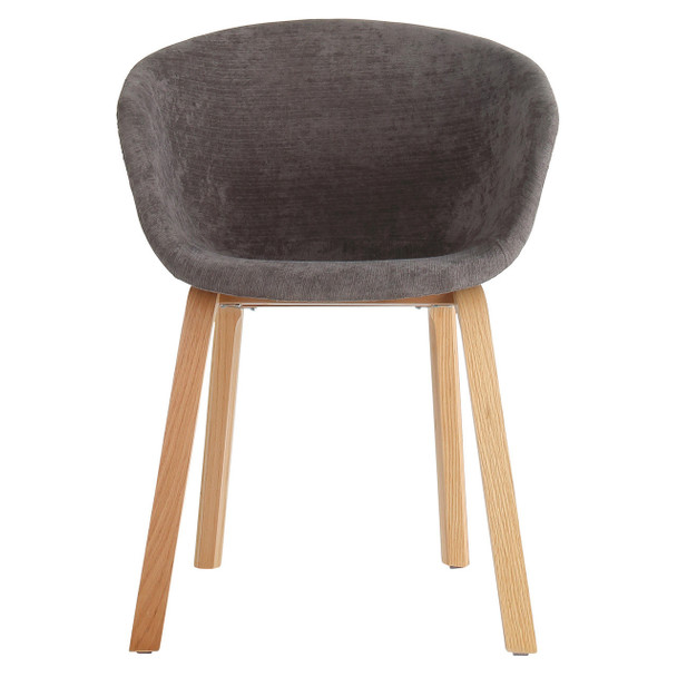 Danish Mid-Century Modern Grey Upholstery Side Chair, Curved Wood Legs