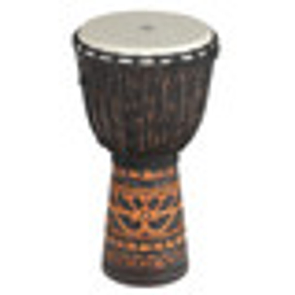 X8 Drums Deep Carve Antique Chocolate Djembe Drum, Small 10" Head x 20" Tall