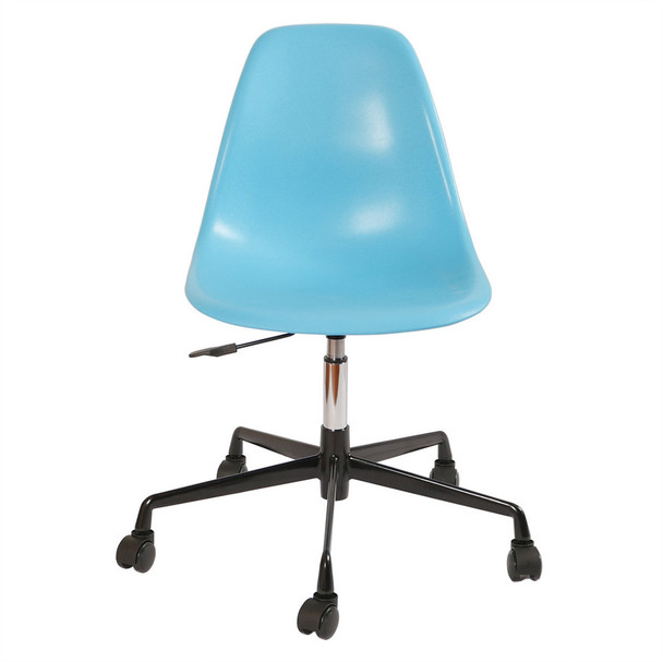 Mid-Century Modern Blue Office Chair with Black Aluminum Frame