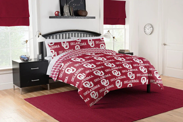 Oklahoma Sooners Rotary Queen Bed in a Bag Set