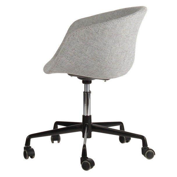 Danish Mid-Century Modern Light Grey Upholstery Office Chair with Black Aluminum Frame