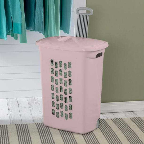 Wheeled Laundry Hamper Plastic, White, Set of 2