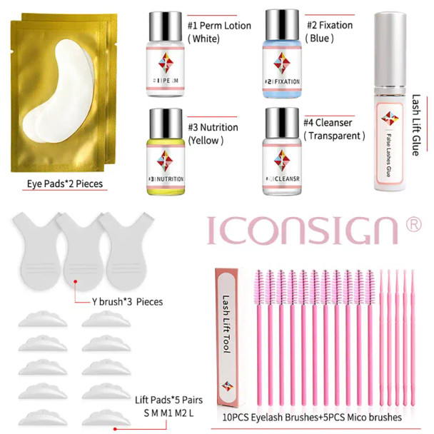ICONSIGN Upgrade Version Lash Lift Kit with Eye Pads, Brushes and Eyelash Makeup Tools.