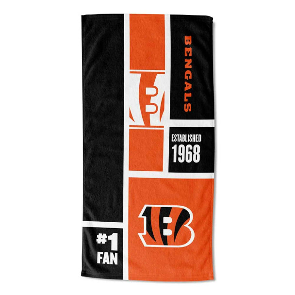 Cincinnati Bengals NFL Colorblock Personalized Beach Towel