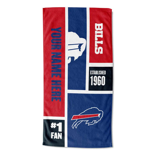 Buffalo Bills NFL Colorblock Personalized Beach Towel