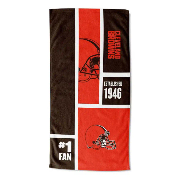 Cleveland Browns NFL Colorblock Personalized Beach Towel