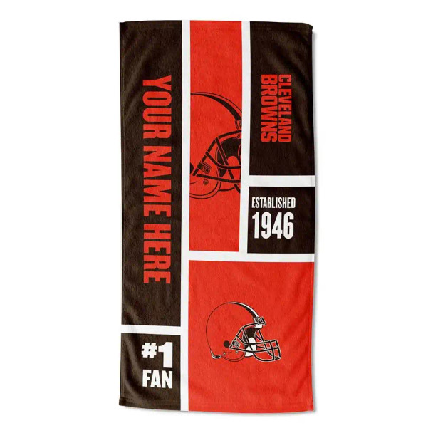 Cleveland Browns NFL Colorblock Personalized Beach Towel