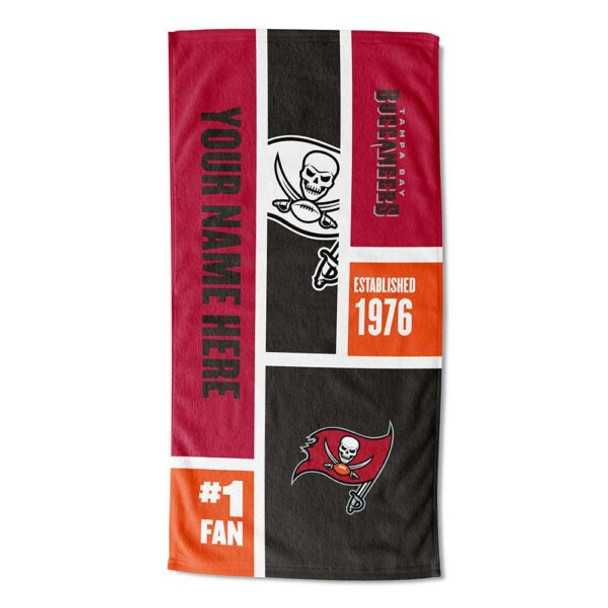 Tampa Bay Buccaneers NFL Colorblock Personalized Beach Towel