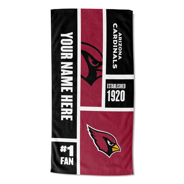 Arizona Cardinals NFL Colorblock Personalized Beach Towel