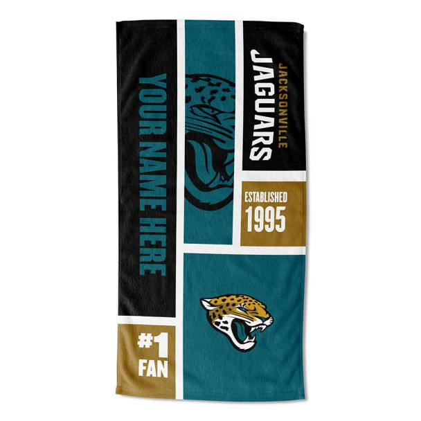 Jacksonville Jaguars NFL Colorblock Personalized Beach Towel
