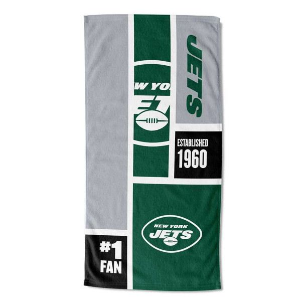 New York Jets NFL Colorblock Personalized Beach Towel