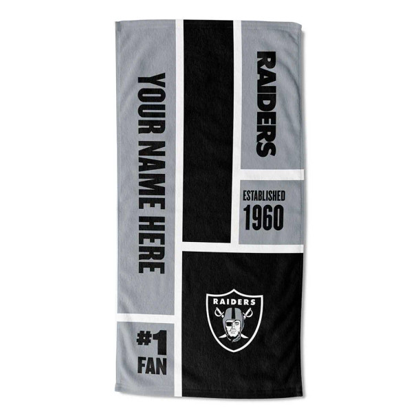 Las Vegas Raiders NFL Colorblock Personalized Beach Towel
