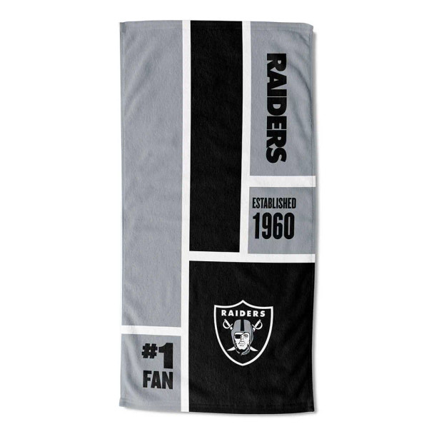 Las Vegas Raiders NFL Colorblock Personalized Beach Towel