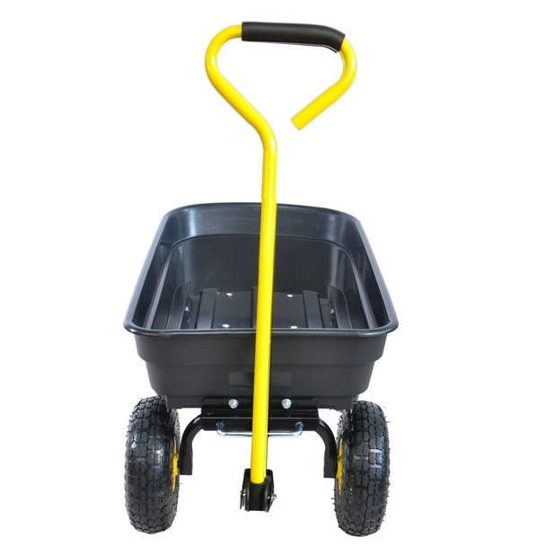 Folding Wagon Poly Garden Dump Cart with Steel Frame and 10-inch Pneumatic Tires; 300-Pound Capacity