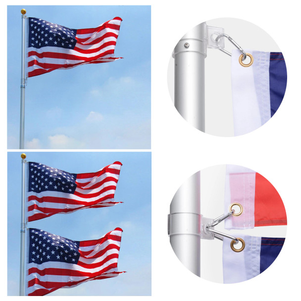 20ft Al Flagpole with US Flag and Ball