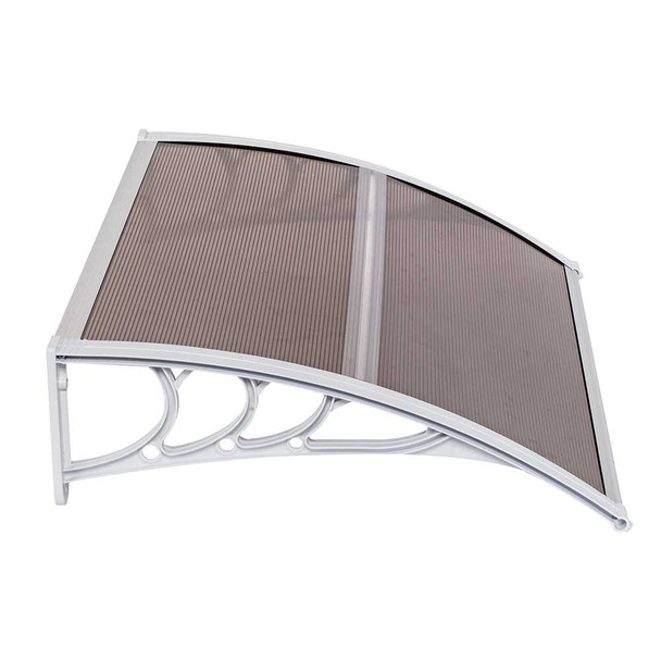 100 x 80 Household Application Door and Window Awnings, silver frame, curved design, brown shade, RT model.