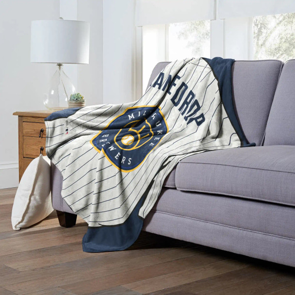 Milwaukee Brewers MLB Jersey Personalized Silk Touch Throw Blanket