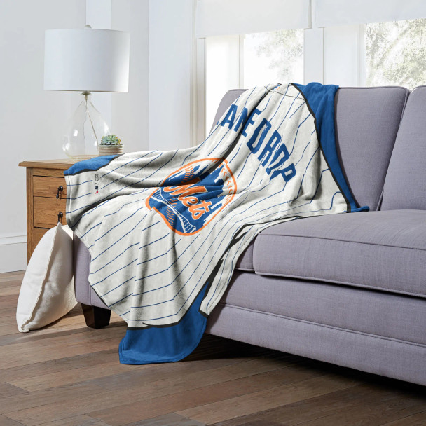 New York Mets MLB Jersey Personalized Silk Touch Throw Blanket
