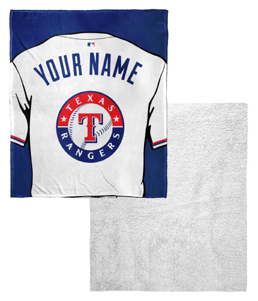 Texas Rangers MLB Jersey Personalized Silk Touch Sherpa Throw Blanket