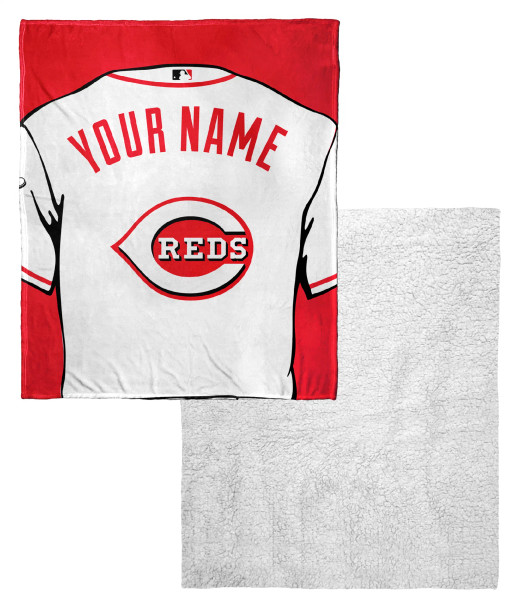 Cincinnati Reds MLB Jersey Personalized Silk Touch Sherpa Throw Blanket