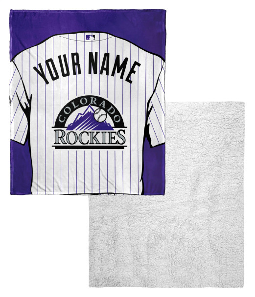 Colorado Rockies MLB Jersey Personalized Silk Touch Sherpa Throw Blanket