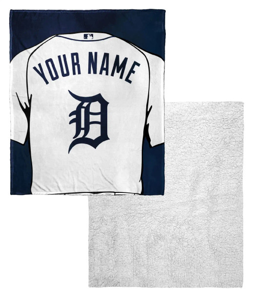 Detroit Tigers MLB Jersey Personalized Silk Touch Sherpa Throw Blanket