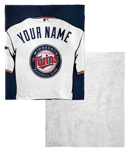 Minnesota Twins MLB Jersey Personalized Silk Touch Sherpa Throw Blanket