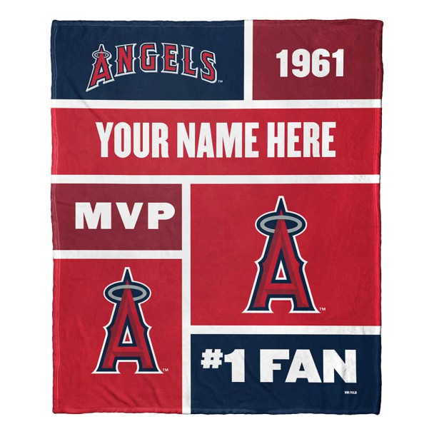 Los Angeles Angels MLB Colorblock Personalized Silk Touch Throw Blanket