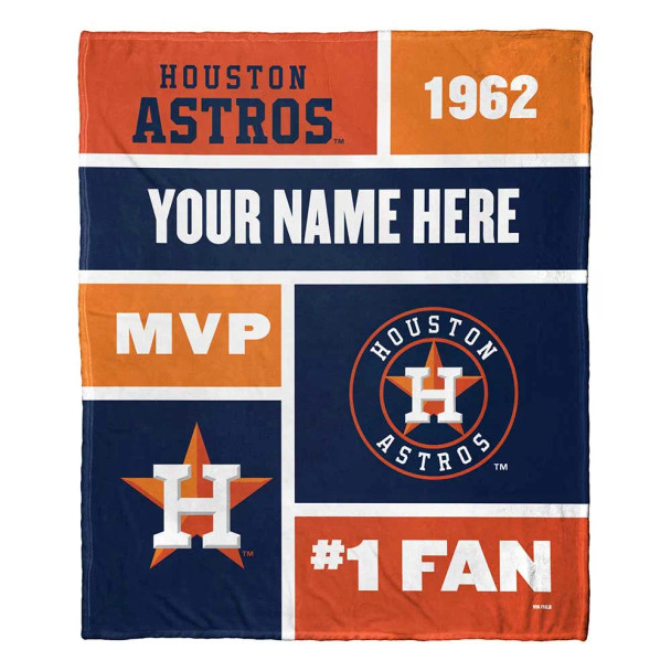 Houston Astros MLB Colorblock Personalized Silk Touch Throw Blanket