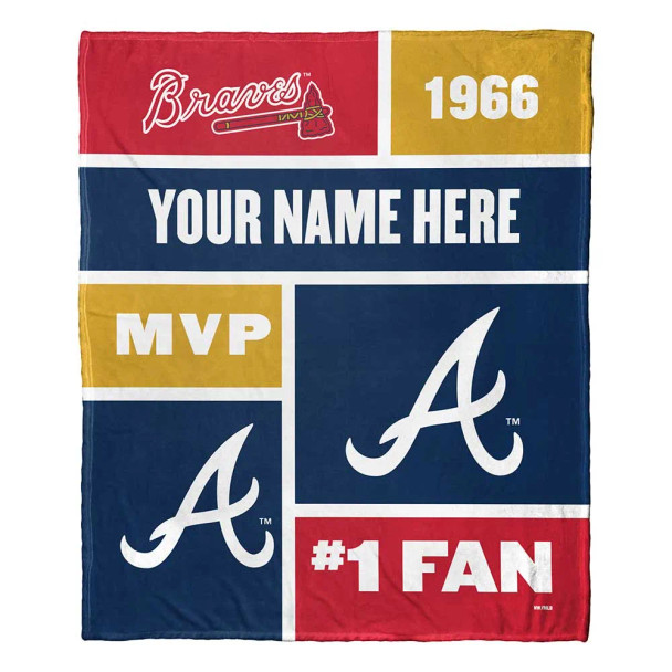 Atlanta Braves MLB Colorblock Personalized Silk Touch Throw Blanket
