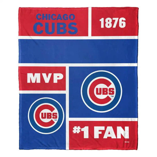 Chicago Cubs MLB Colorblock Personalized Silk Touch Throw Blanket