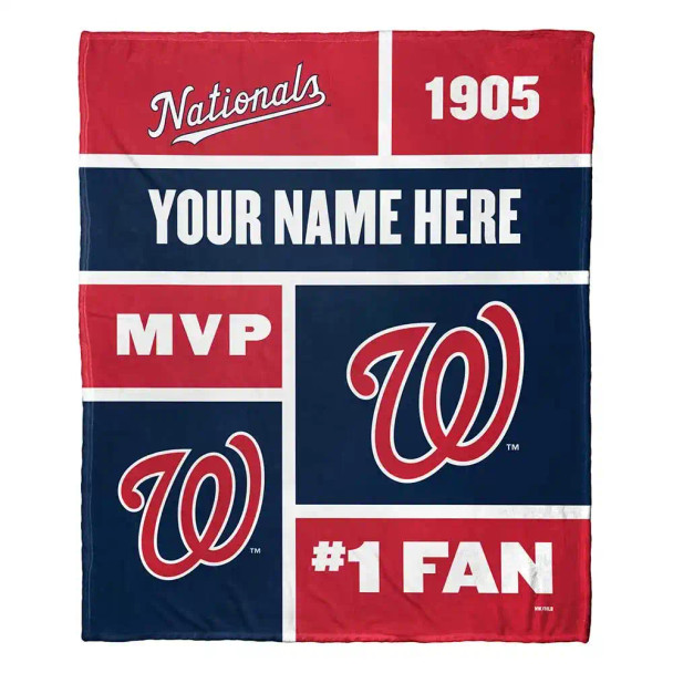 Washington Nationals MLB Colorblock Personalized Silk Touch Throw Blanket