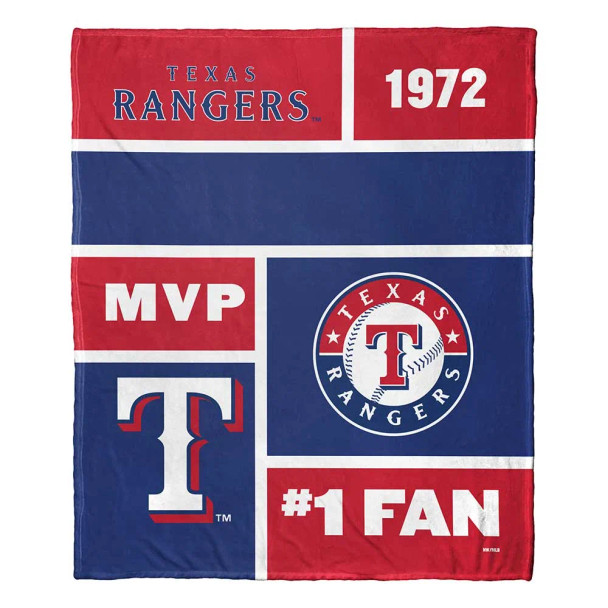 Texas Rangers MLB Colorblock Personalized Silk Touch Throw Blanket