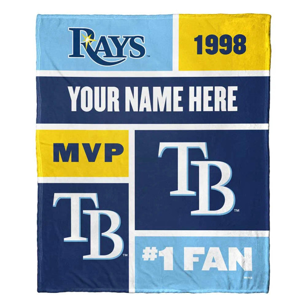 Tampa Bay Rays MLB Colorblock Personalized Silk Touch Throw Blanket