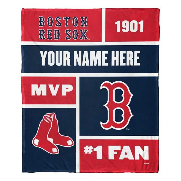 Boston Red Sox MLB Colorblock Personalized Silk Touch Throw Blanket
