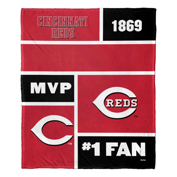 Cincinnati Reds MLB Colorblock Personalized Silk Touch Throw Blanket