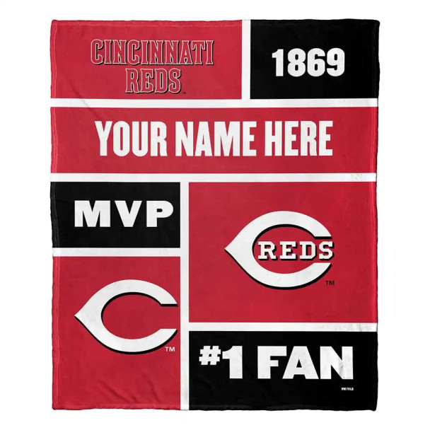 Cincinnati Reds MLB Colorblock Personalized Silk Touch Throw Blanket